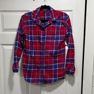 Eddie Bauer Pink and Blue Plaid Casual Shirt